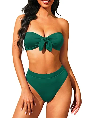 Two Piece Bandeau Swimsuit High Waisted Bikini Swimwear for Women