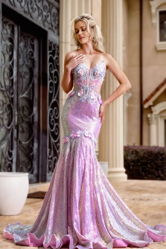 Portia and Scarlett PS24250 Long Formal Iridescent Sequin Prom Dress