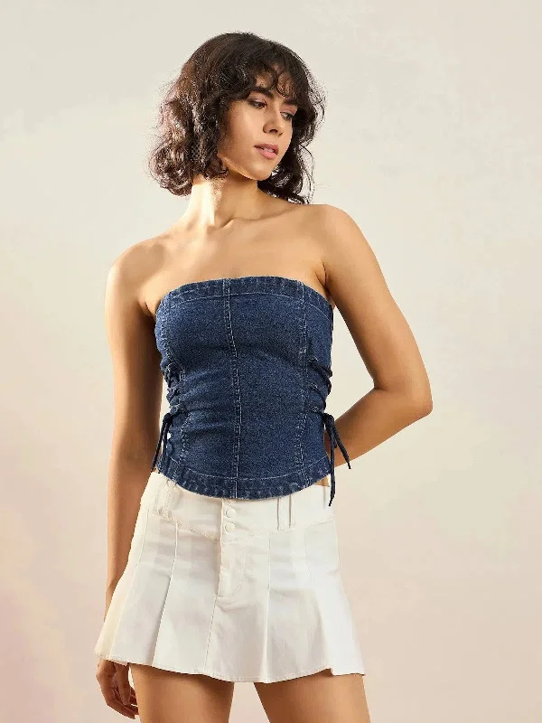 Women Blue Blast Denim Corest Top