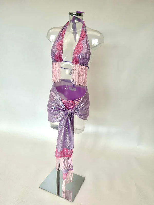 The LILY Bikini and Sarong (Lilac/Pink)