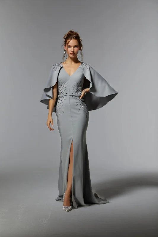 MGNY Madeline Gardner New York 72914 Evening Long Dress with Detachable Cape