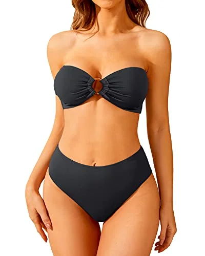 Women's Two Piece Bandeau Swimsuit High Waisted Bikini Set