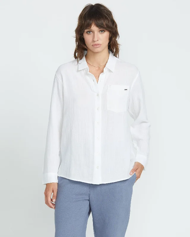 Lived in Lounge Button Up Long Sleeve - White