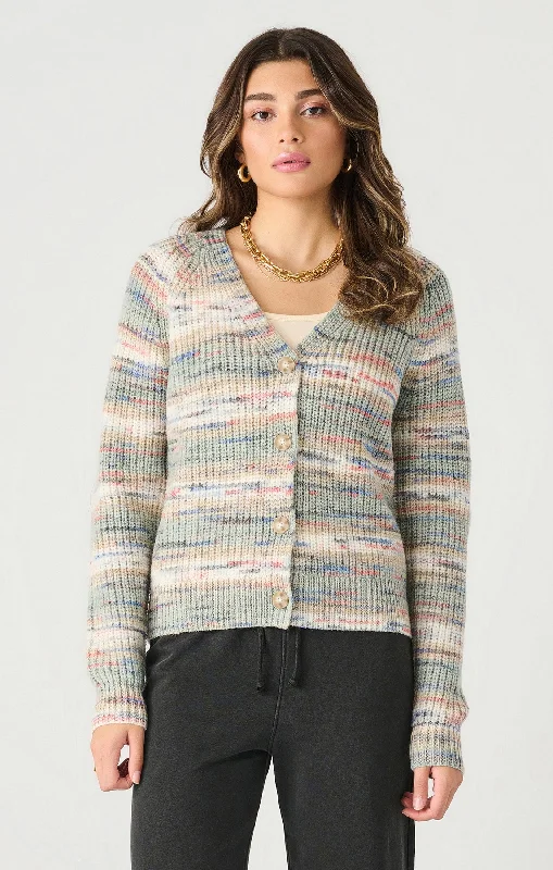 Top - Dex Long Sleeve Buttoned Spacedye Cardigan