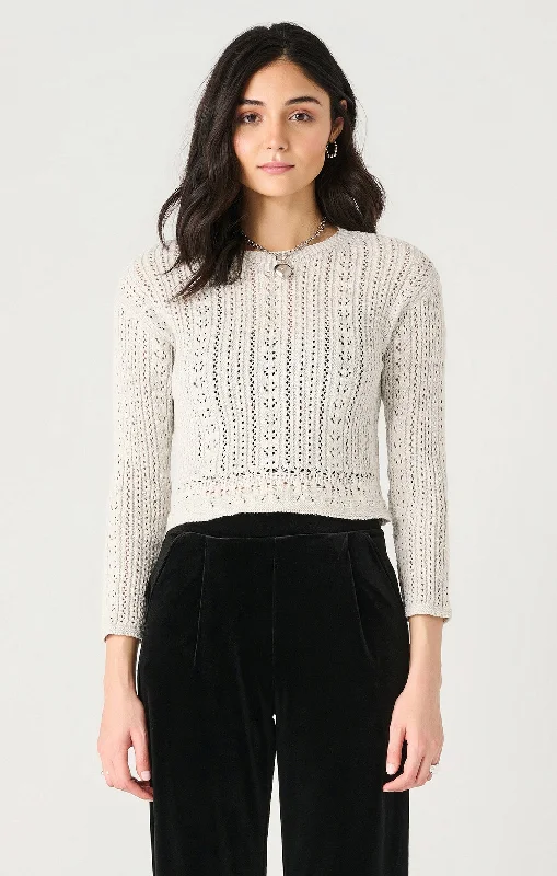 Top - Dex Long Sleeve Crochet Shimmer Sweater