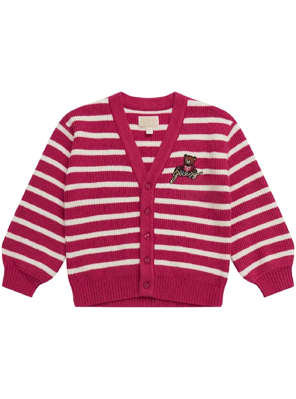 Red Long Sleeve Stripe Cardigan (2-7)