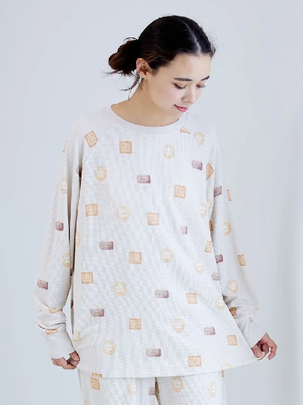 Biscuit Pattern Waffle Long Sleeve T-shirt