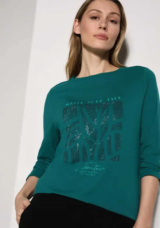 Cecil Embellished Long Sleeve Top, Teal