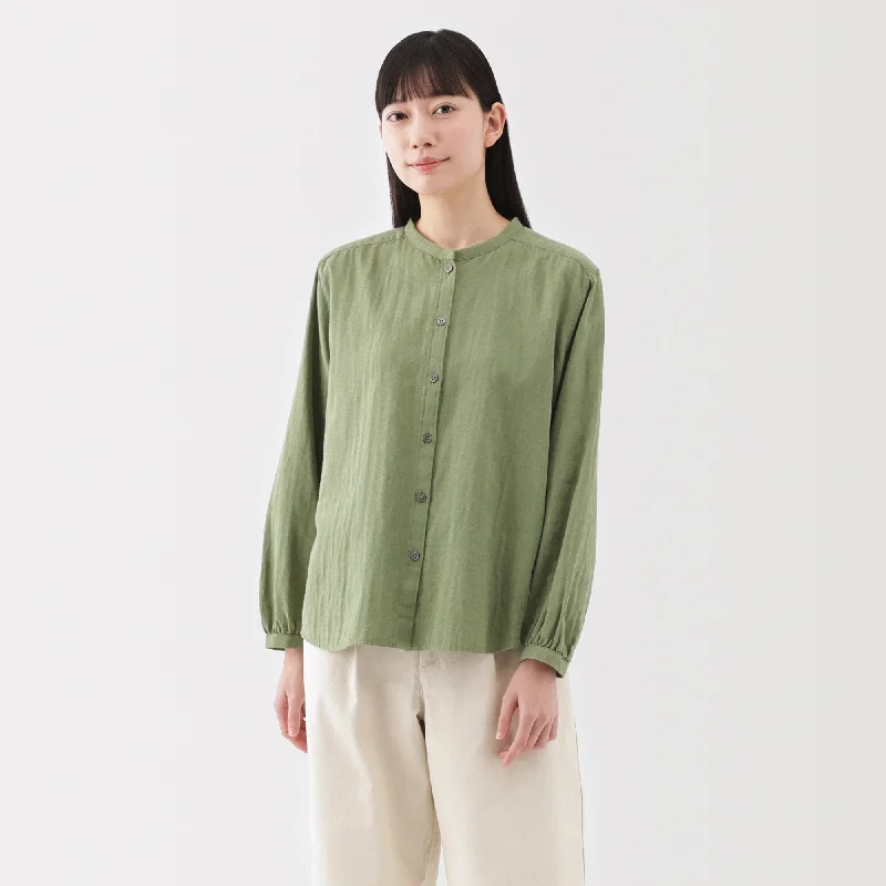 Women's Kapok Blend Double Gauze Long Sleeve Blouse