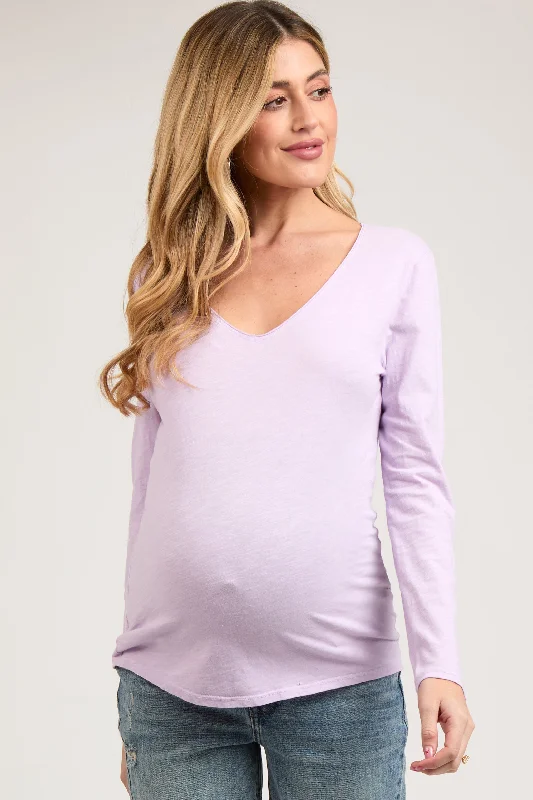 Lavender Long Sleeve Maternity Shirt