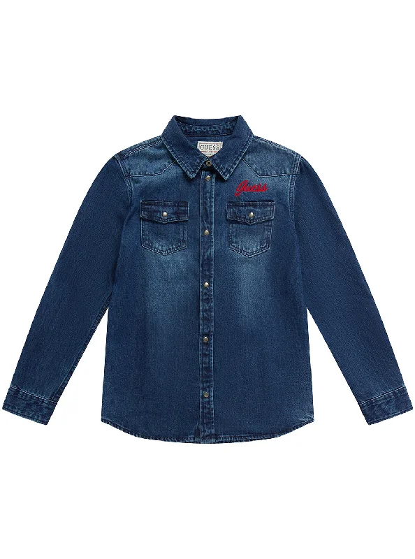 Blue Denim Long Sleeve Shirt (7-16)