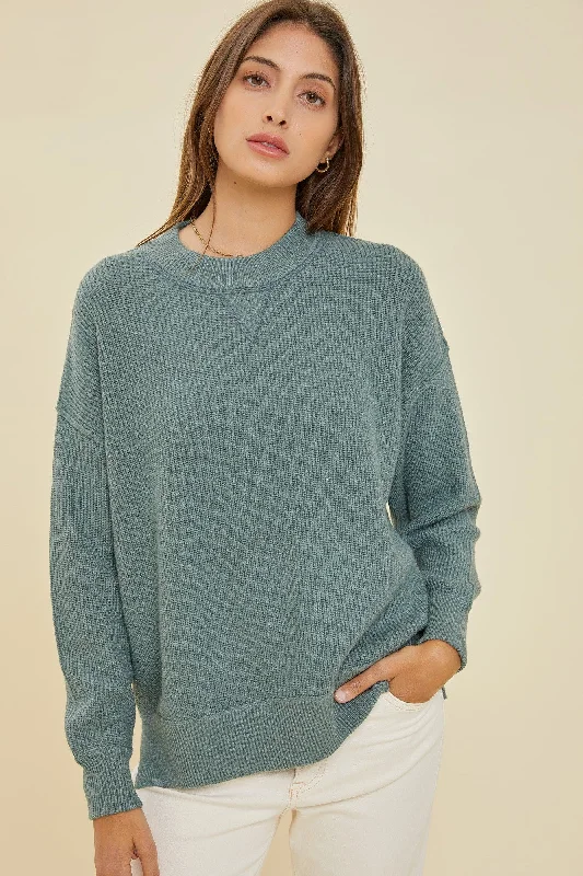 Sage Knit Side Slit Sweater