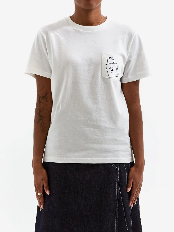 Beams Boy Small Bag Logo Pocket Short Sleeve T-Shirt - White