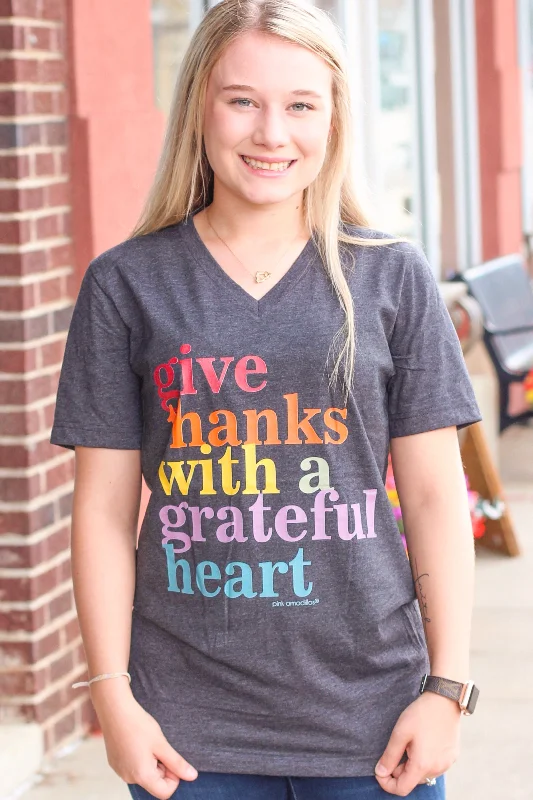 {H. Dk. Grey} Give Thanks w/ A Grateful Heart Tee