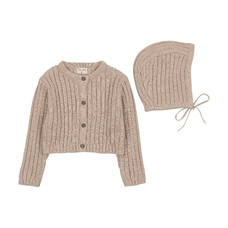 BEE & DEE TAN CHUNKY KNIT CARDIGAN + BONNET [FINAL SALE]