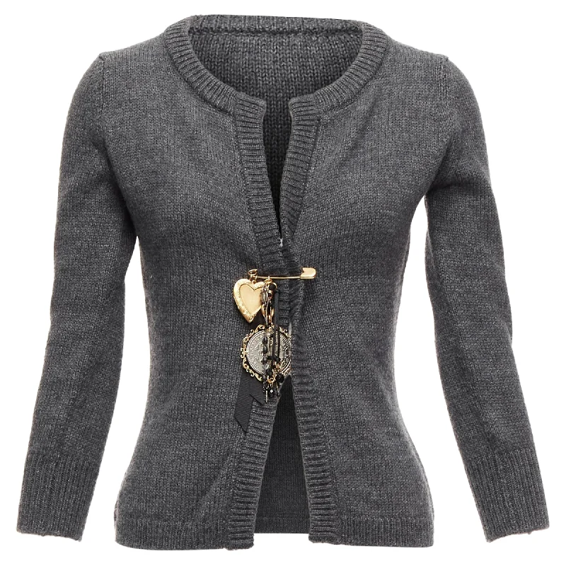 Dolce Gabbana Sicily Baroque Heart Ribbon Charm Pin Cardigan