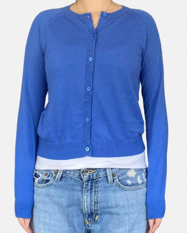 Molene Knit Button Front Cardigan In Blue