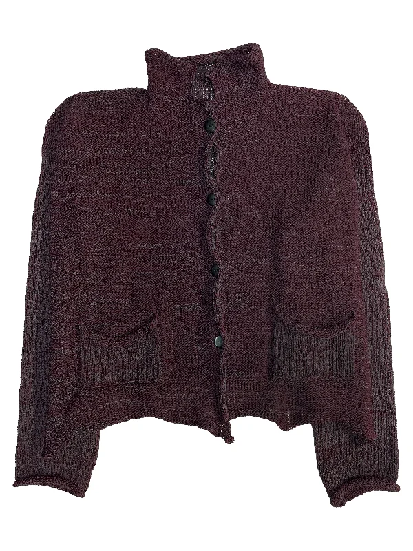 PAPER TEMPLES Pocket Cardigan - Eggplant & Steel Mix