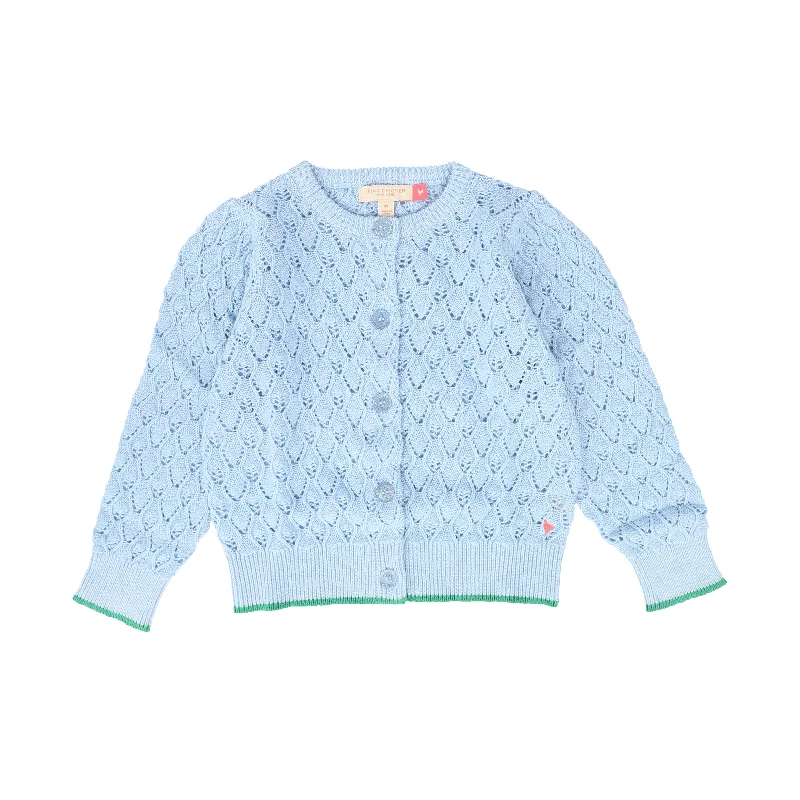 PINK CHICKEN LIGHT BLUE DESIGN KNIT TRIM CARDIGAN [FINAL SALE]