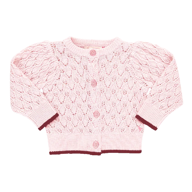 PINK CHICKEN LIGHT PINK DESIGN KNIT TRIM CARDIGAN [FINAL SALE]