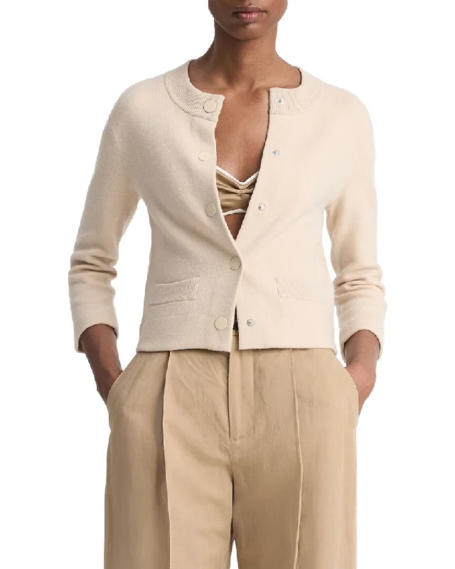 Vince Shrunken Snap Wool-Blend Cardigan