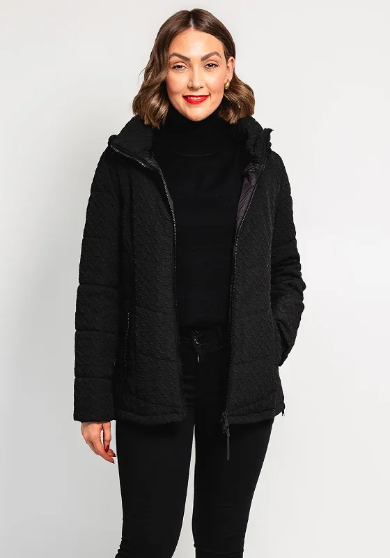 Barbara Lebek Textured Padded Hooded Coat, Black