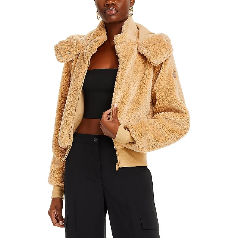 Womens Faux Fur Hooded Faux Fur Coat