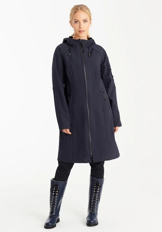 Ilse Jacobsen Rain 37 Long Hooded Raincoat, Navy