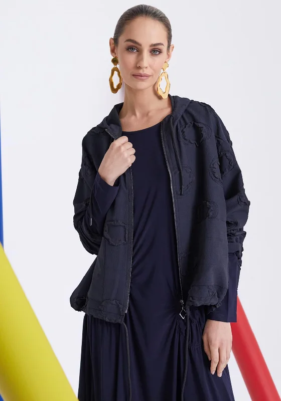 Naya Bubbled Material, Hooded Short Jacket, Navy