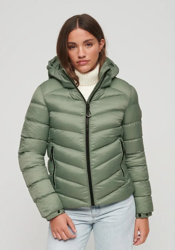 Superdry Womens Hooded Fuji Padded Jacket, Green