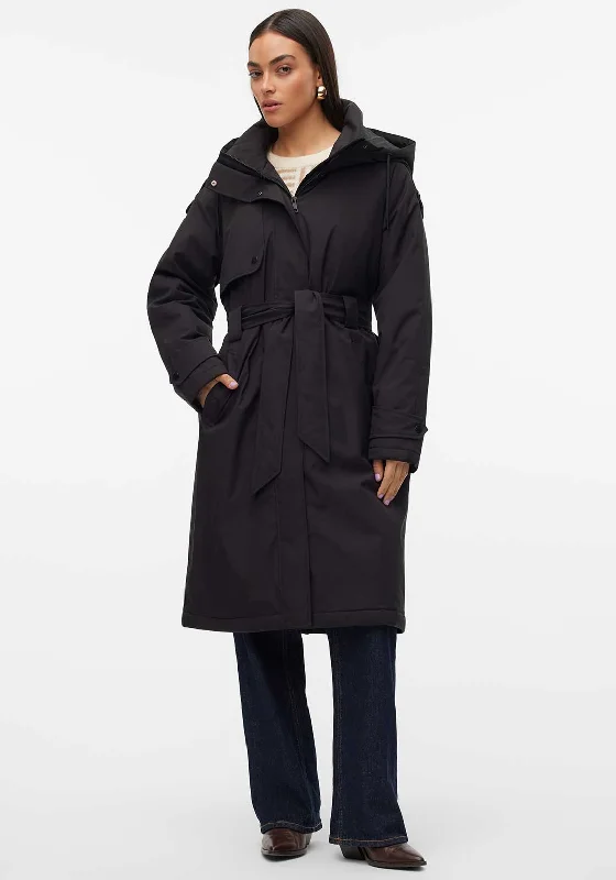 Vero Moda Jane Long Padded Hooded Coat, Black