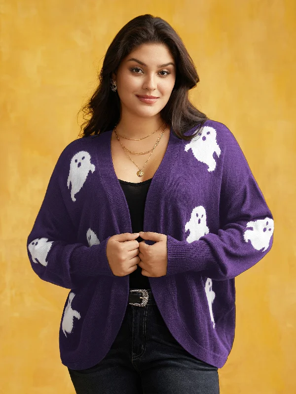 Happy Ghost Jacquard Arc Cardigan