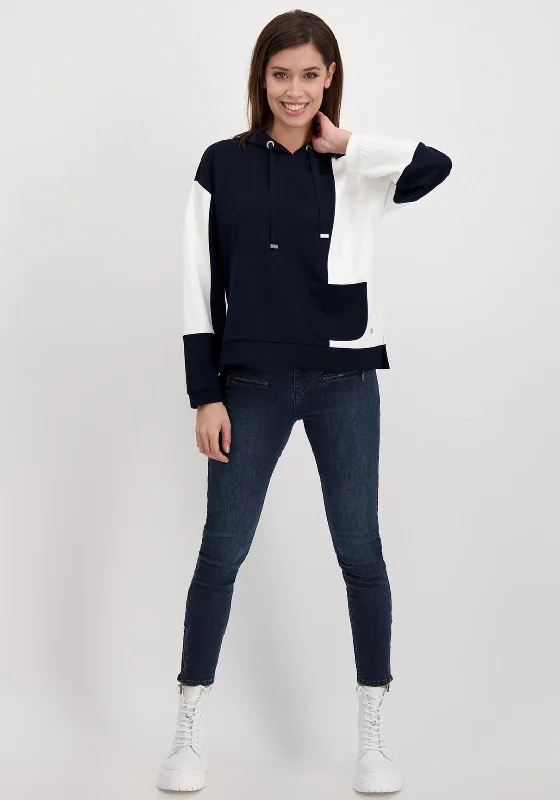 Monari Colour Block Hoodie, Navy & White