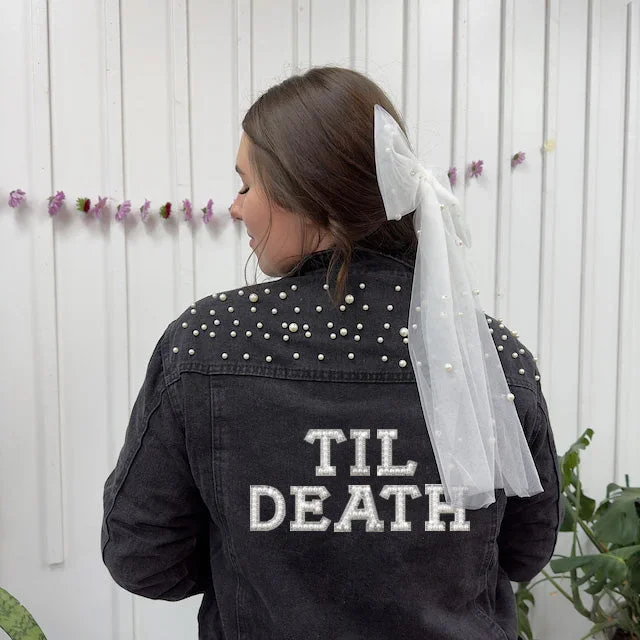 (Black Pearl) Till Death Patch  Pearl Denim Jacket