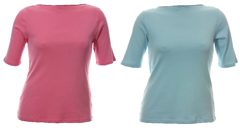 Charter Club Pink, White, or Blue Short Sleeve Boat Neck Shirt Tee