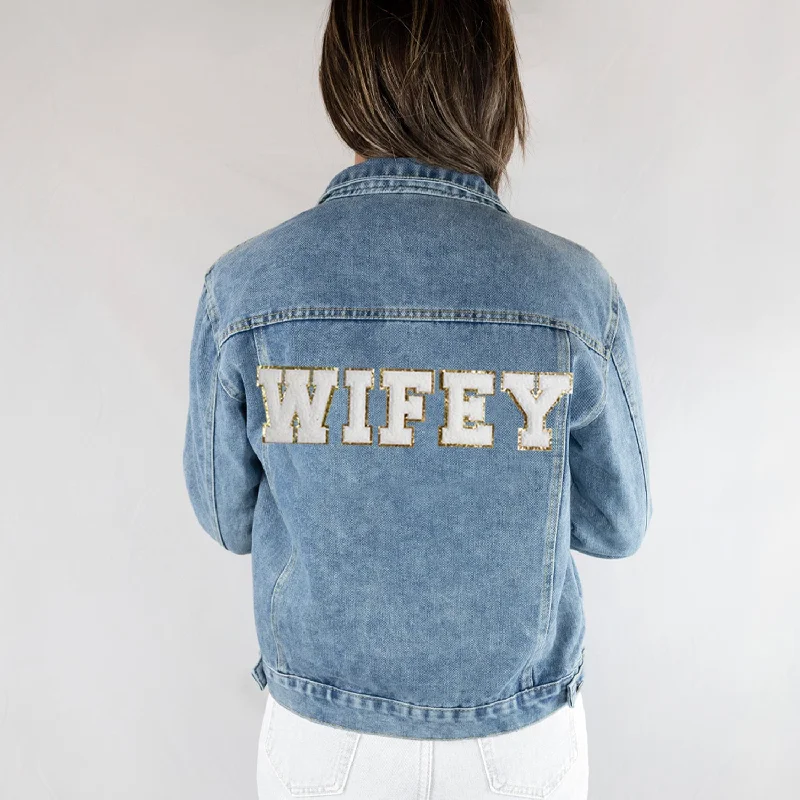 (Blue Denim) Custom Mrs Patch Denim Jacket