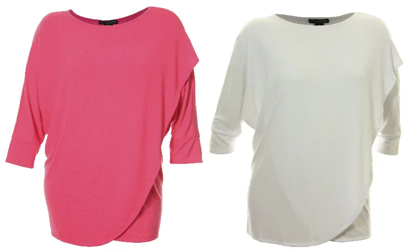 Grace Elements Pink or White 3/4 Sleeve Cross Front Shirt