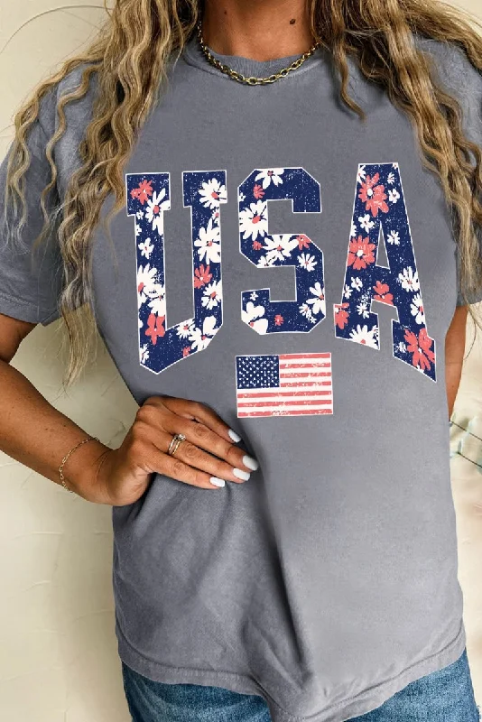 Blooming Gray "USA" Flag T Shirt