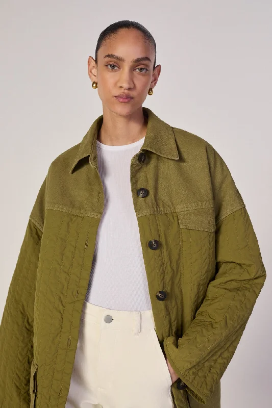 KHAKI PATCHWORK OVERSHIRT