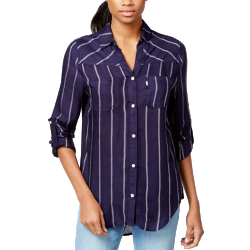 Levi's Blue Striped Roll-Tab Sleeve Button Down Shirt