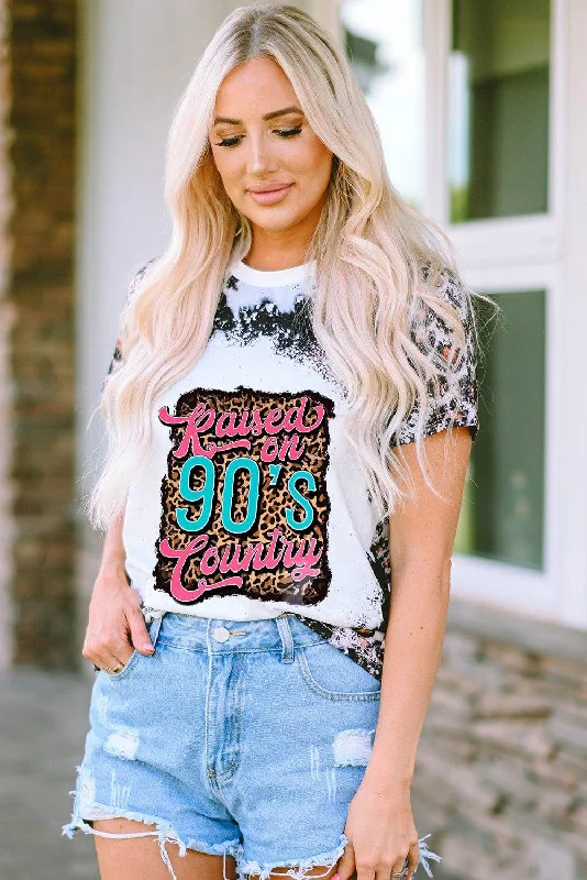 Raised On 90'S Country Pink Leopard Graphic Shirt