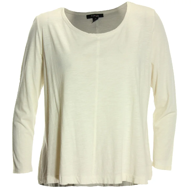 Style & Co Ivory or Black Long Sleeve Swing Hem Seamed Tee Shirt