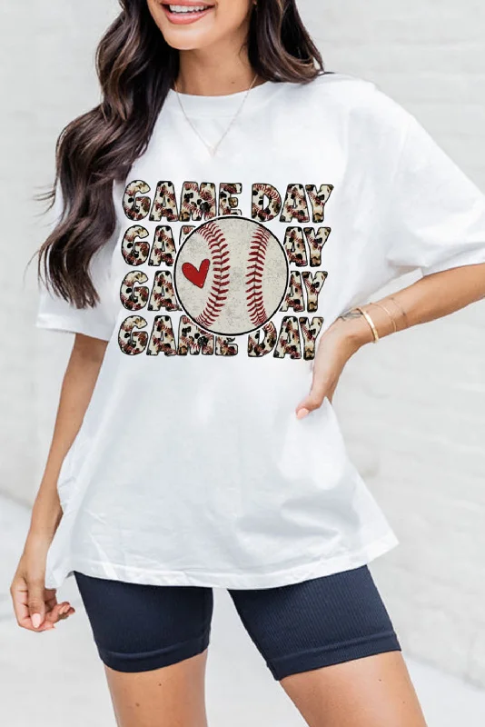 White Leopard "GAME DAY Baseball" Graphic T Shirt