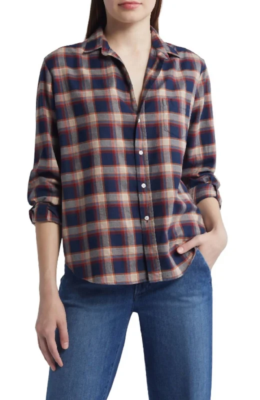 Barry Button Up Shirt In Rust/navy/red Plaid