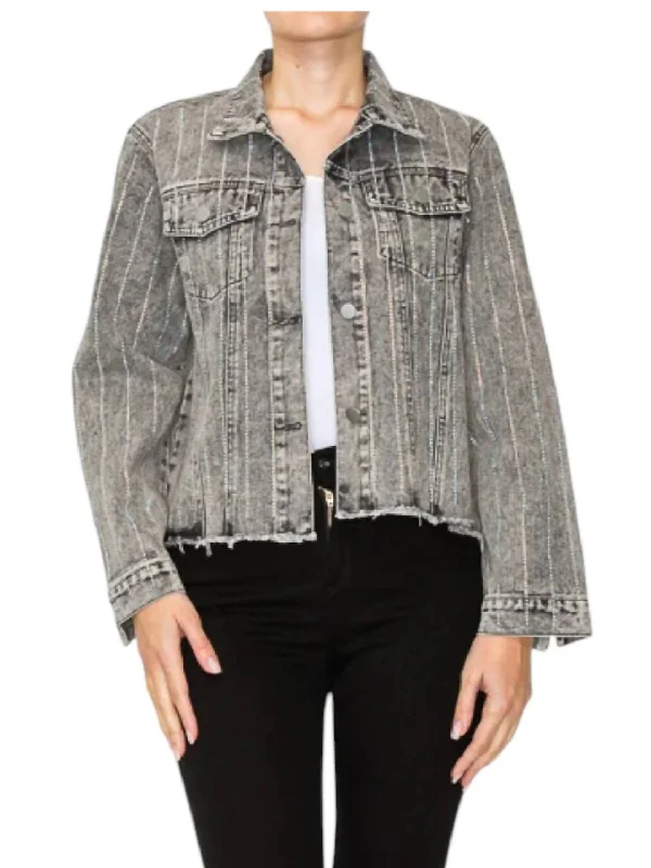 Denim With Sparkle Stones Jacket In Black Wash