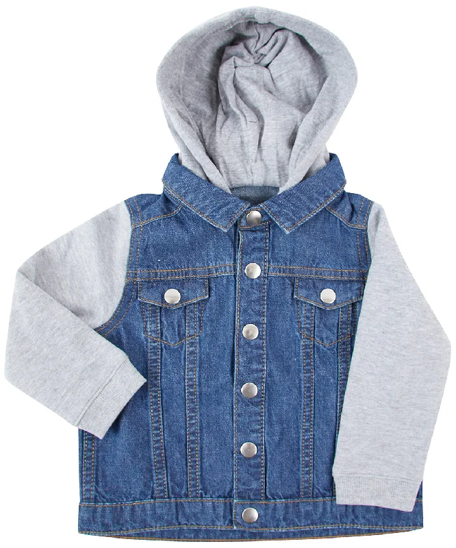 Denim jacket with fleece hood and sleeves | Blue